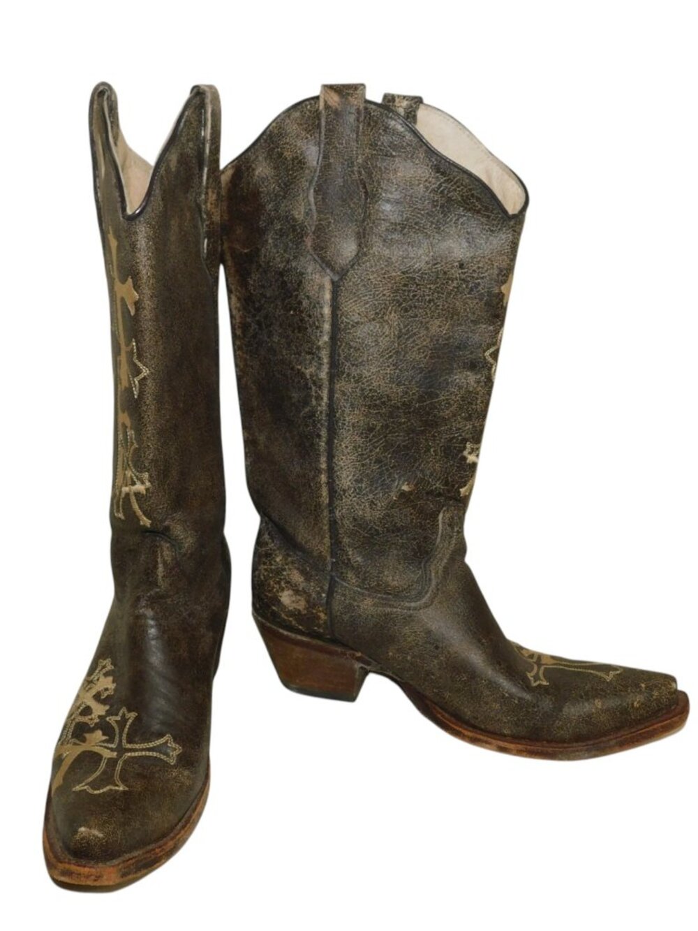 Circle G Cross Embroidered Western Cowgirl Boots Handcrafted In Mexico Size 8.5